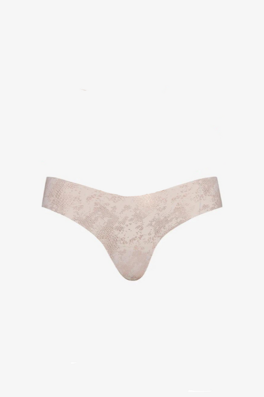 Print Thong / Rose Gold Shimmer Snake
