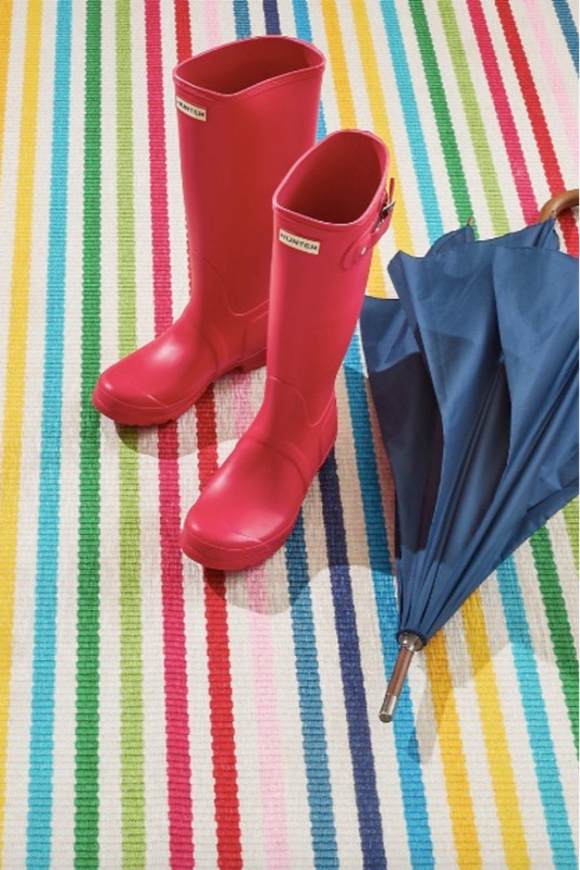 Rainbow Stripe Multi washable rug