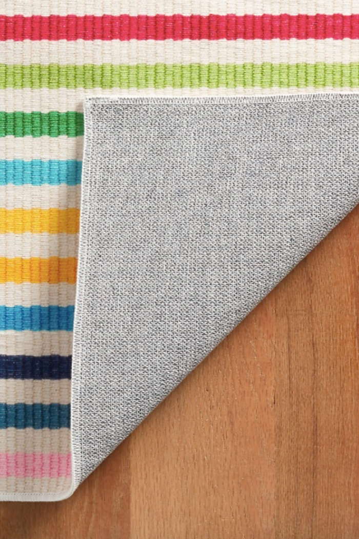 Rainbow Stripe Multi washable rug