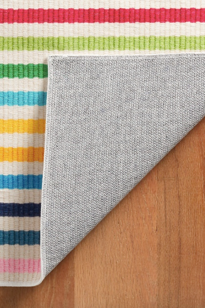 Rainbow Stripe Multi washable rug