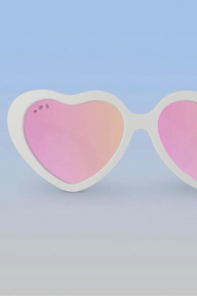 Heart Sunglasses White Frame, Rose Gold Polarized Lenses