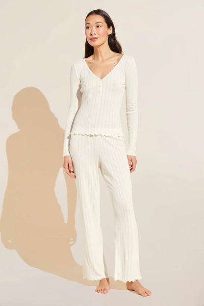 Pointelle V Neck Henley