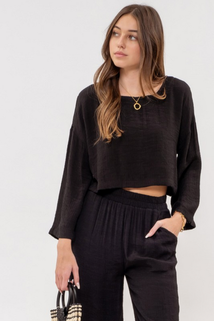 Lightweight Cropped Top and Pants Set