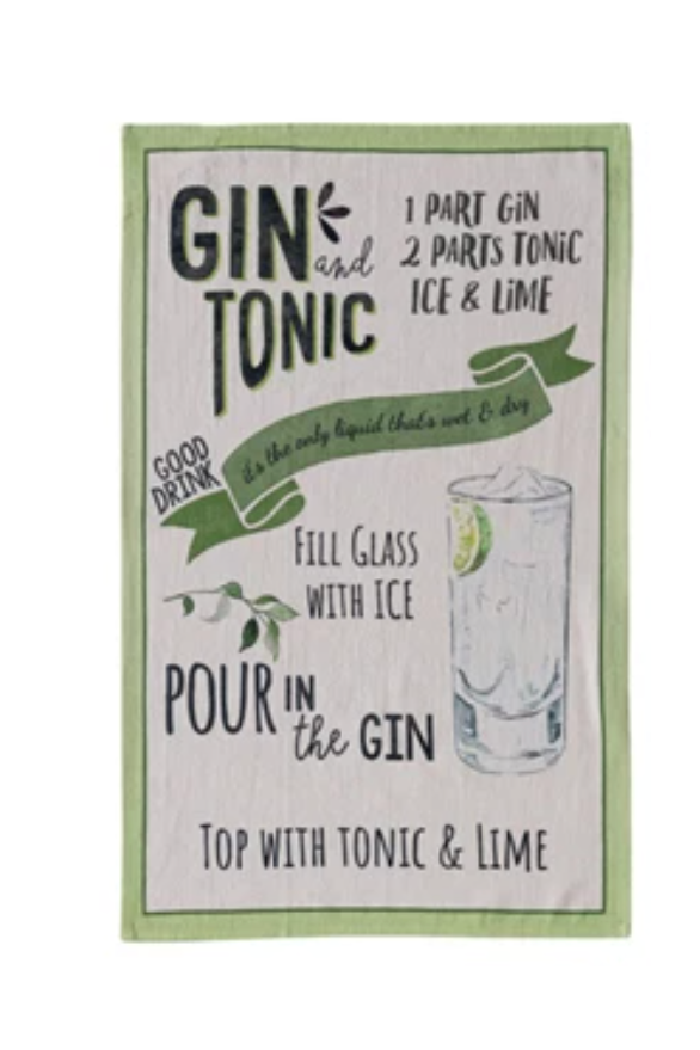 COTTON PRINTED TEA TOWEL/COCKTAIL RECIPE'S