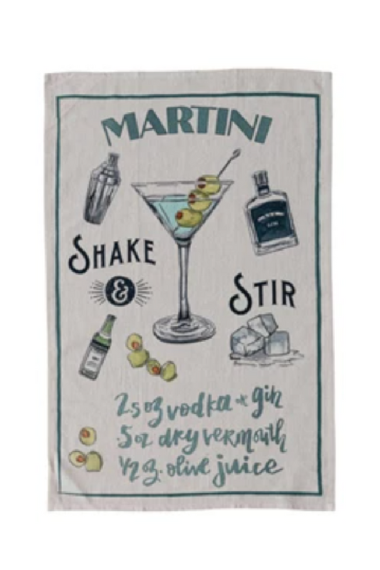 COTTON PRINTED TEA TOWEL/COCKTAIL RECIPE'S