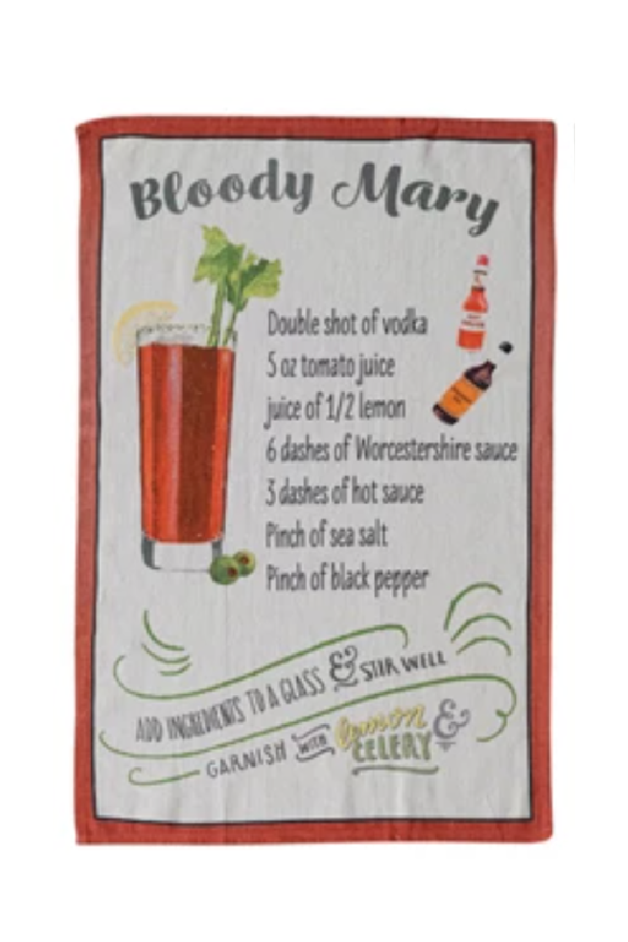 COTTON PRINTED TEA TOWEL/COCKTAIL RECIPE'S