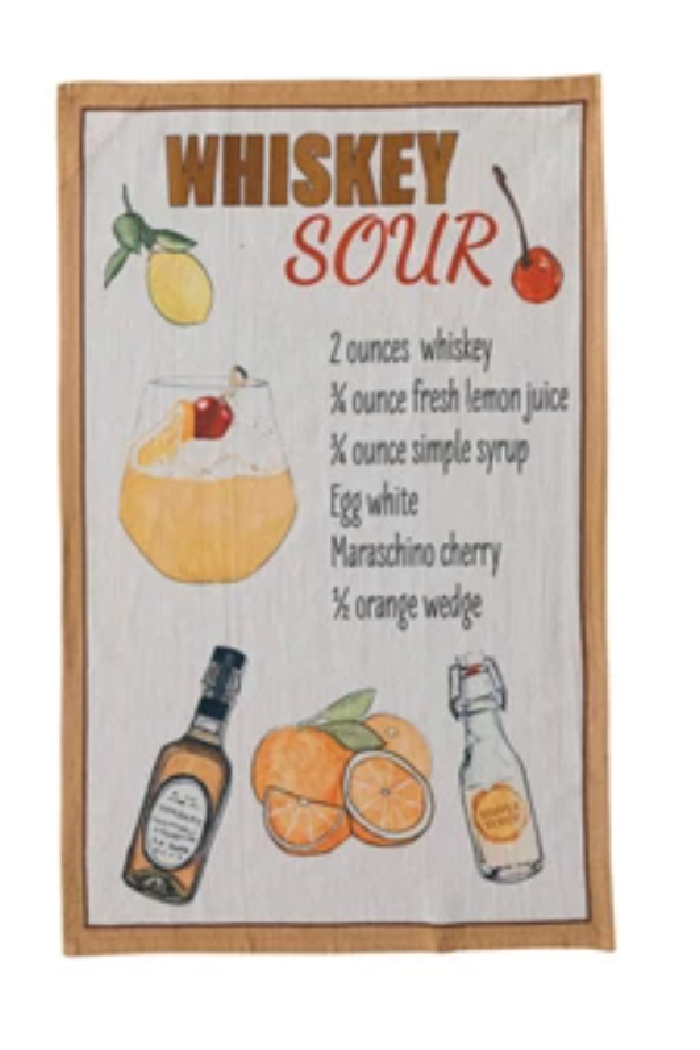 COTTON PRINTED TEA TOWEL/COCKTAIL RECIPE'S