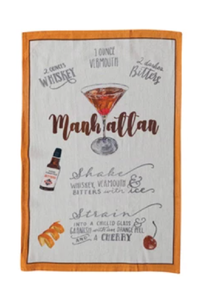 COTTON PRINTED TEA TOWEL/COCKTAIL RECIPE'S