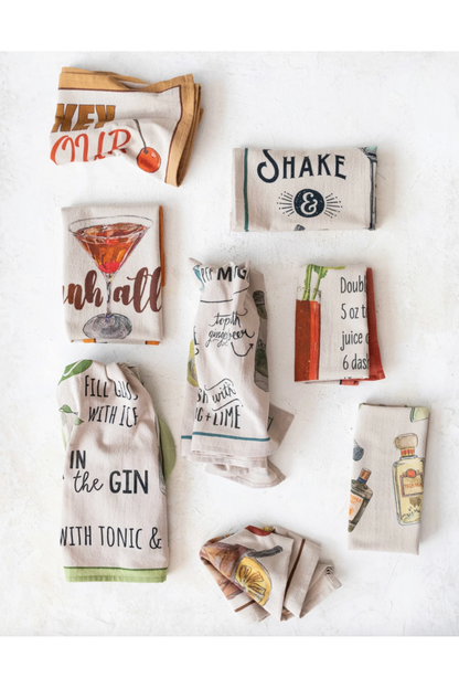 COTTON PRINTED TEA TOWEL/COCKTAIL RECIPE'S