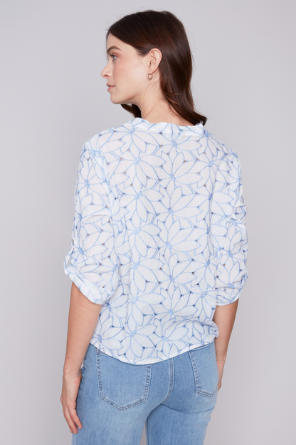 Long Sleeve Shirt with Button and Knot