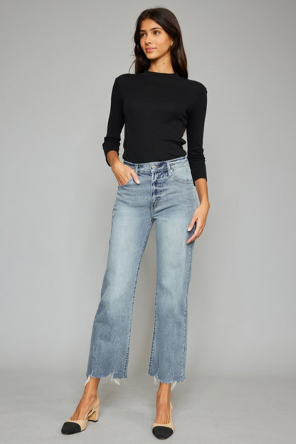 High Rise Slim Wide Leg Jeans