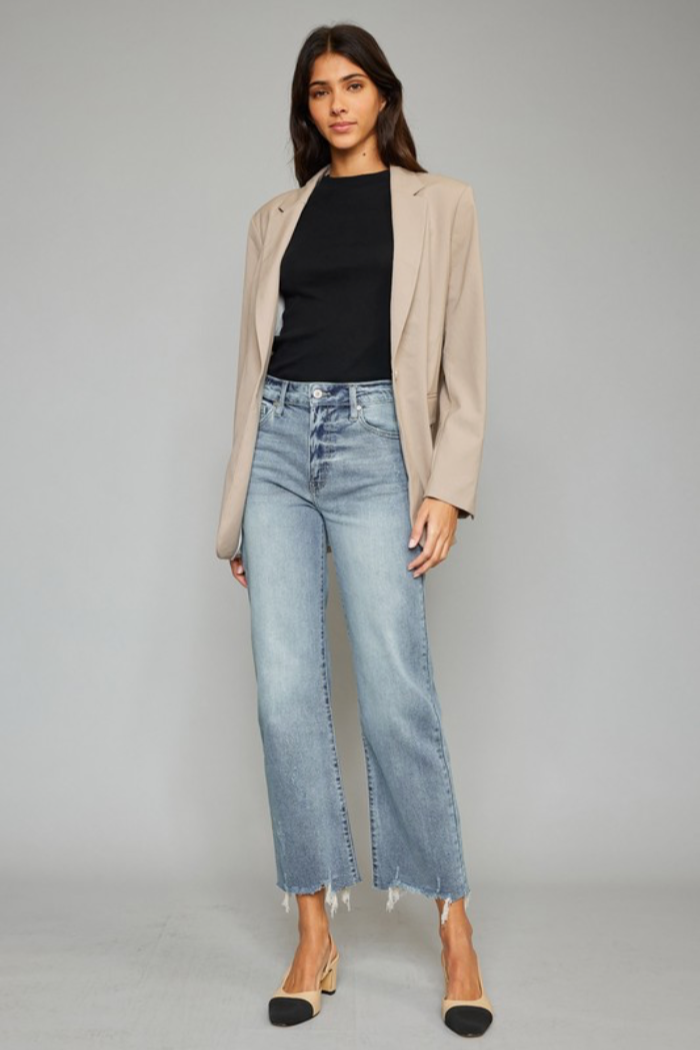 High Rise Slim Wide Leg Jeans