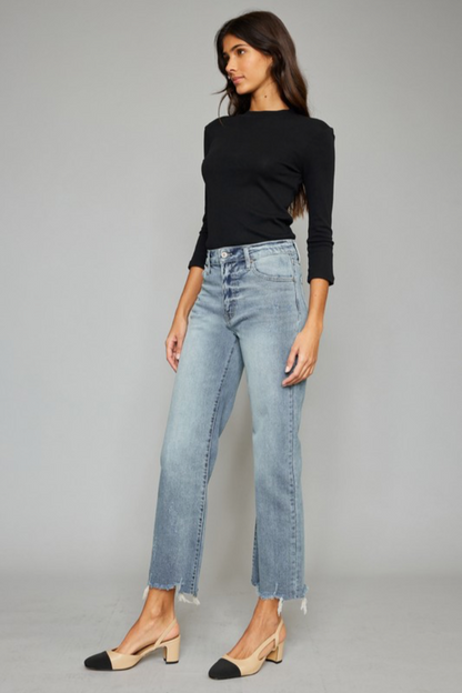 High Rise Slim Wide Leg Jeans