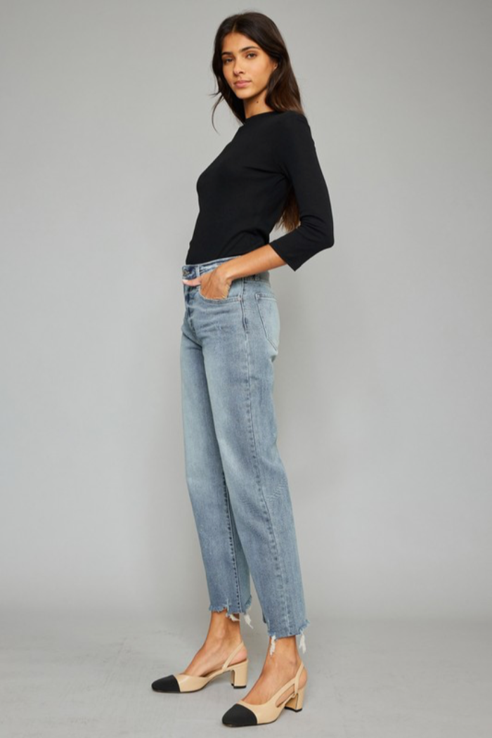 High Rise Slim Wide Leg Jeans