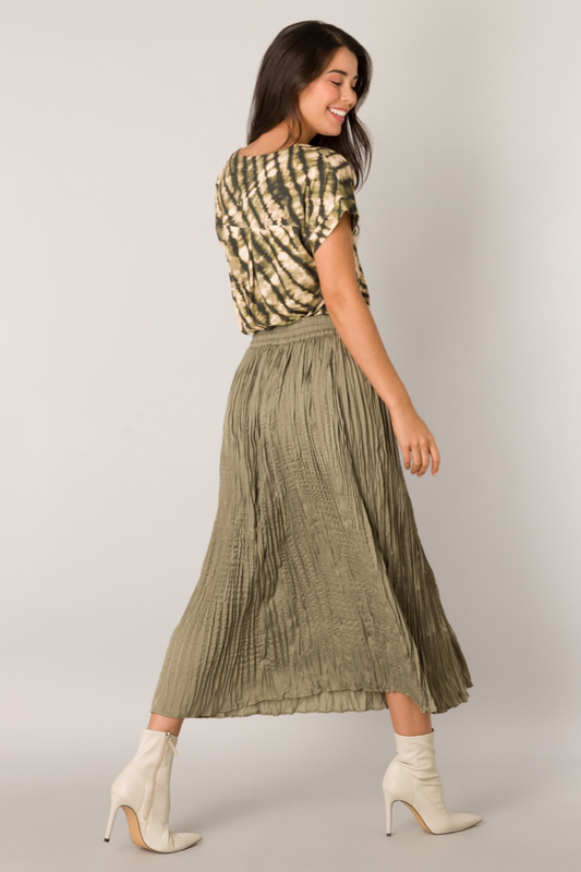 Elastic waist long skirt