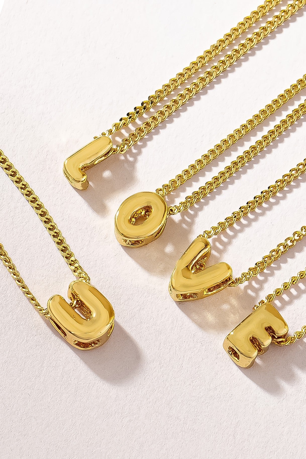 Stainless bubble/balloon letter initial necklace