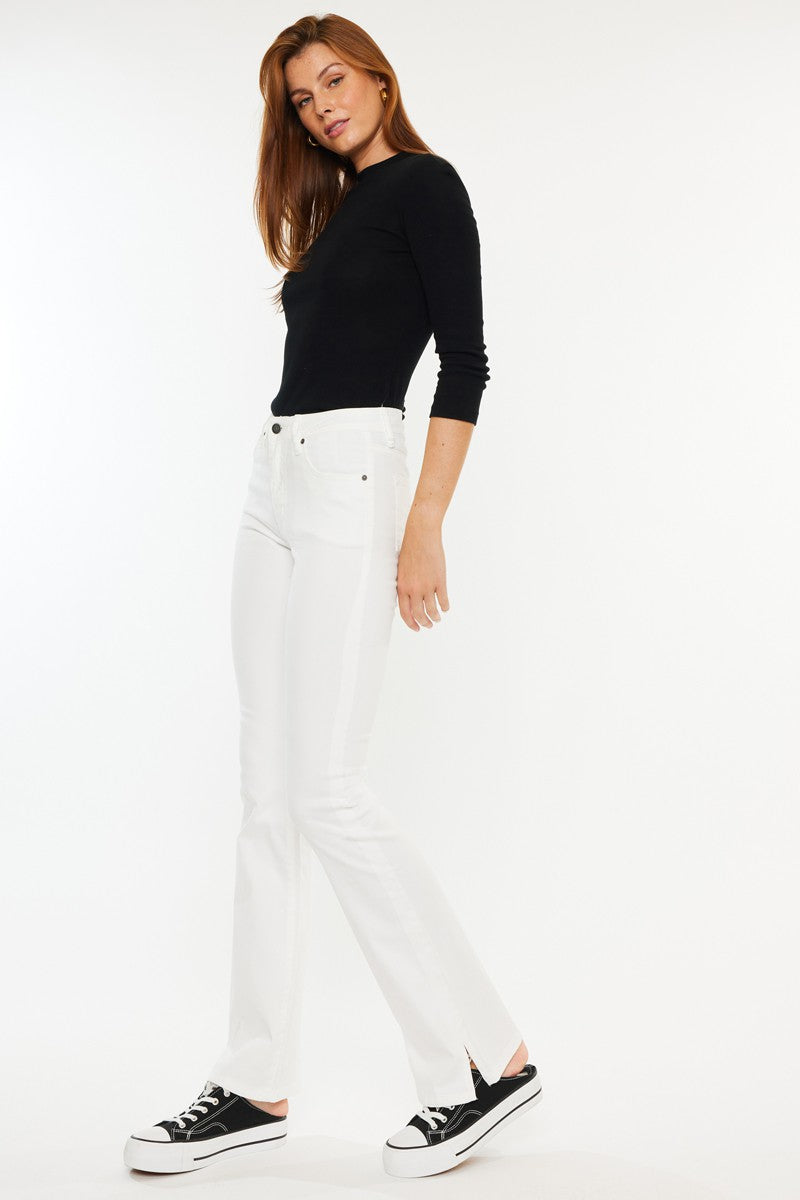 Kan Can High Rise Side Slit Bootcut ( KC20001WT)