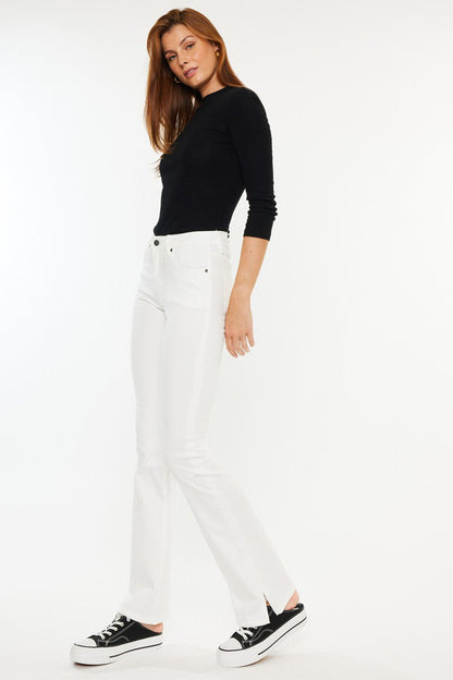 Kan Can High Rise Side Slit Bootcut ( KC20001WT)