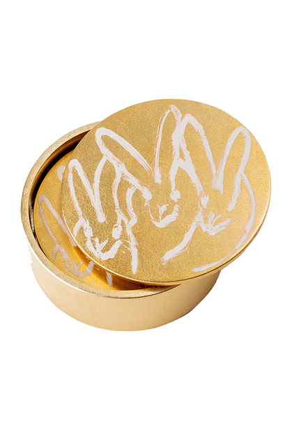 Gold Leaf Bunny Coaster Box, Set of 4