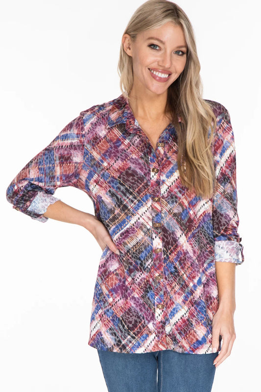 Plaid Knit Blouse