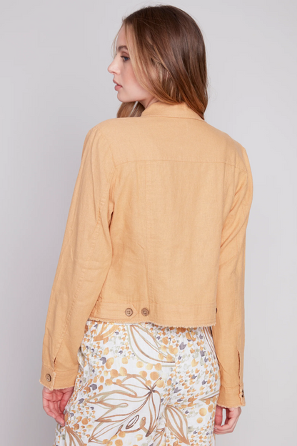 Long sleeve button front linen jacket