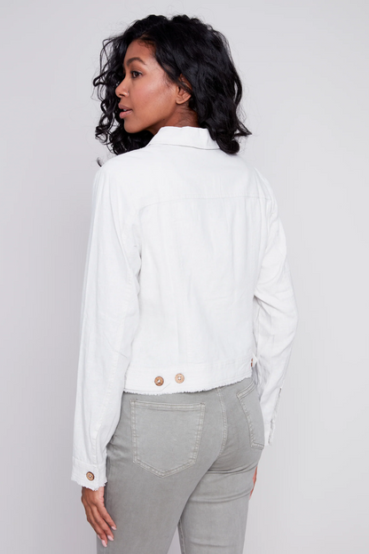 Long sleeve button front linen jacket