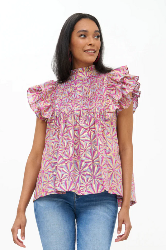 Pintuck Ruffle Top