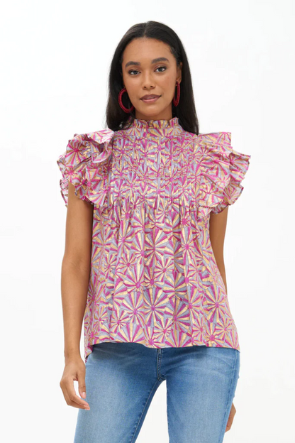 Pintuck Ruffle Top