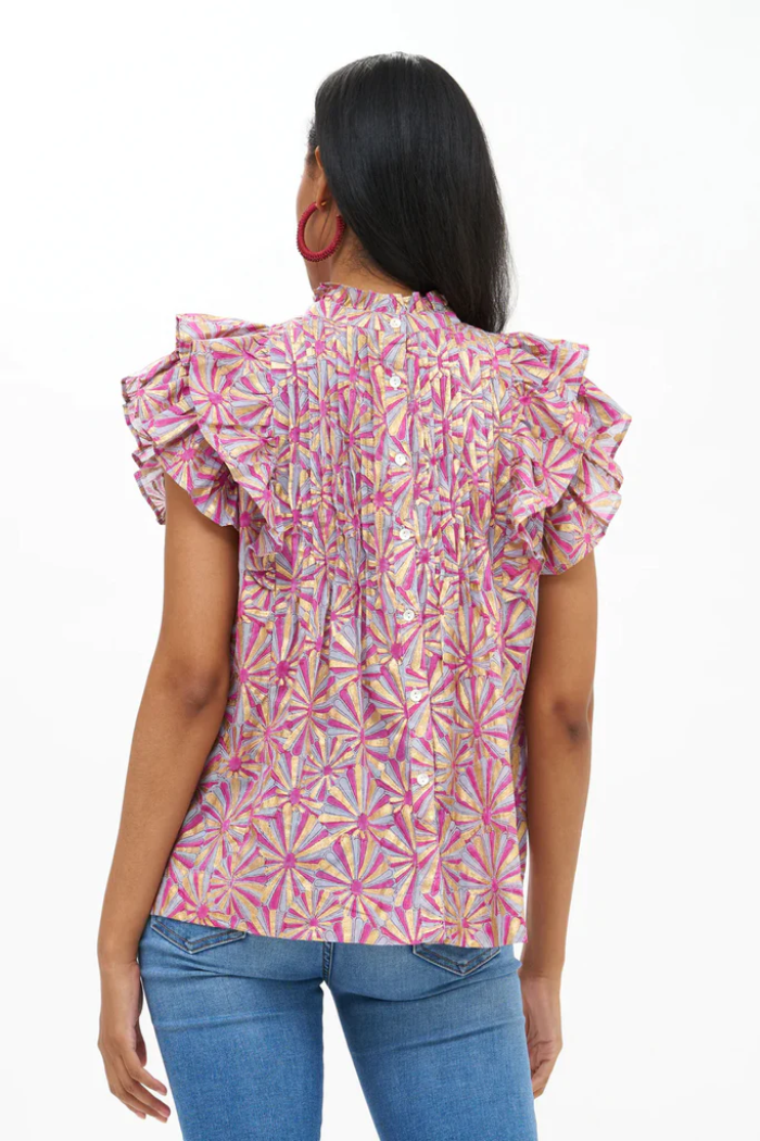 Pintuck Ruffle Top