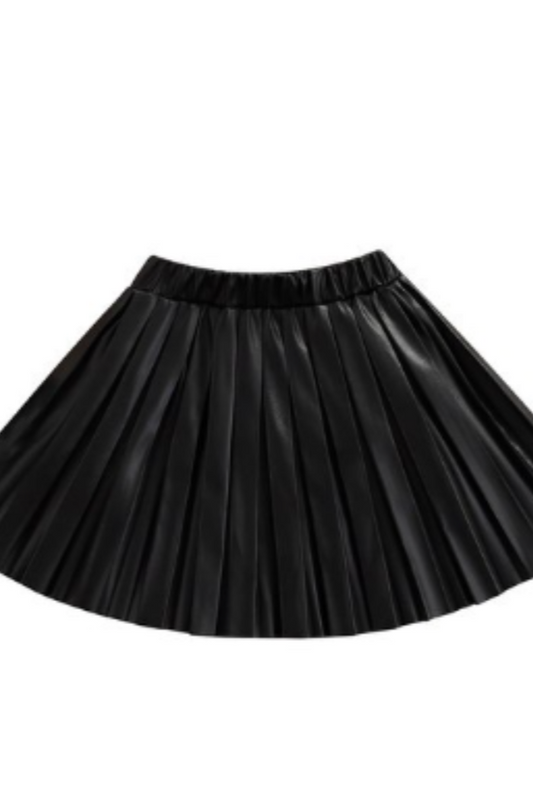 Megan Faux PU Pleated Kids Skirt