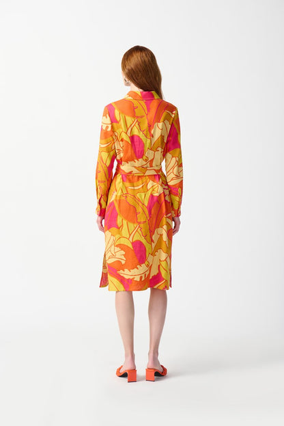 Linen Blend Floral Print Shirt Dress