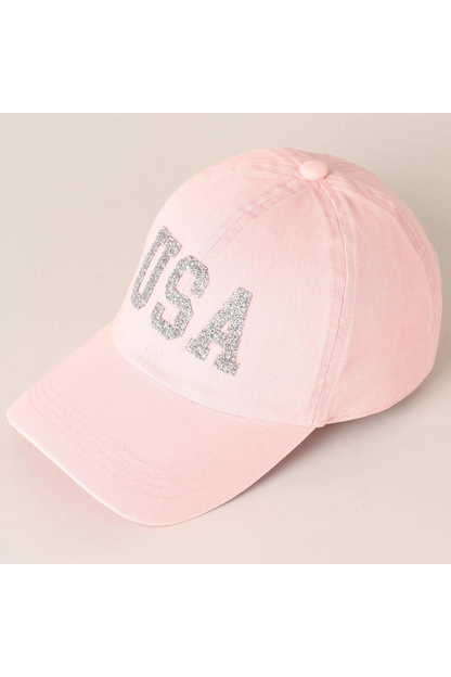 USA Letter Rhinestone Patch Baseball Cap