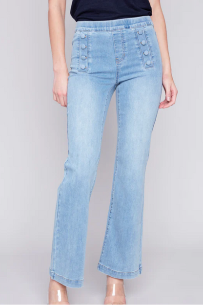 Flare Jeans with Decorative Buttons
