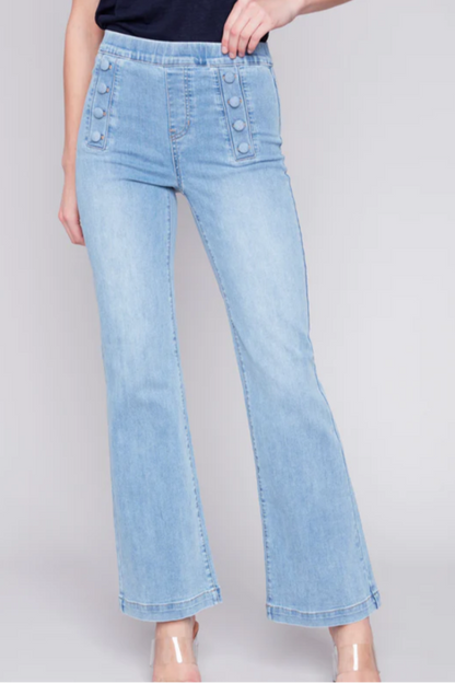 Flare Jeans with Decorative Buttons