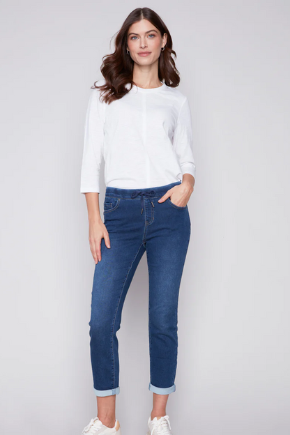 Knit Denim Jogger Pants