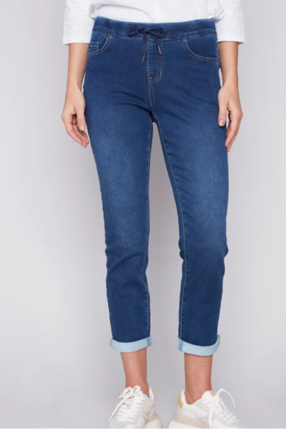 Knit Denim Jogger Pants