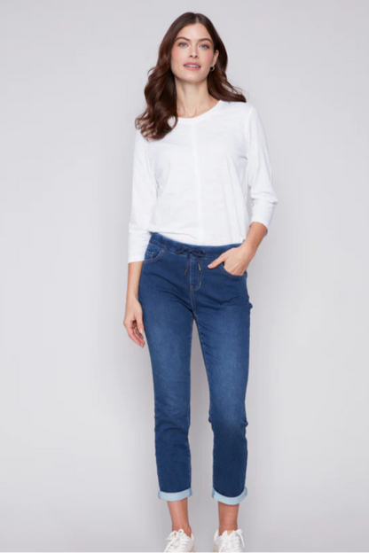 Knit Denim Jogger Pants