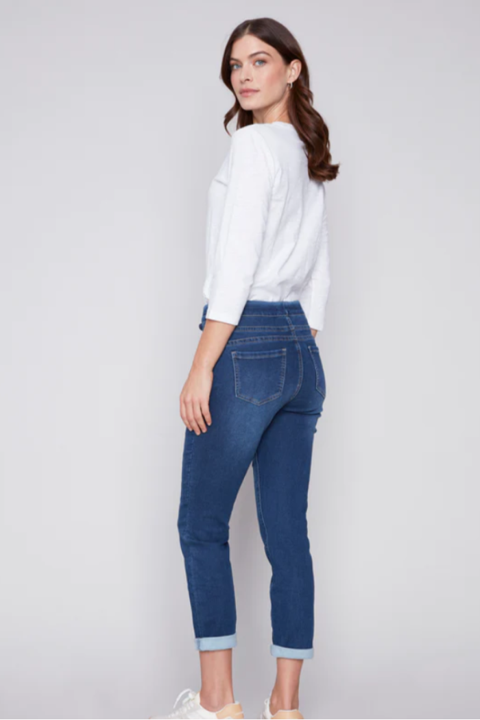 Knit Denim Jogger Pants