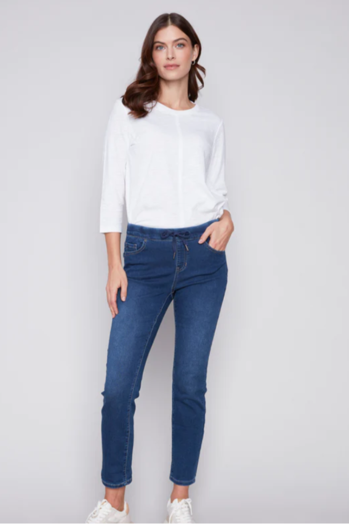 Knit Denim Jogger Pants