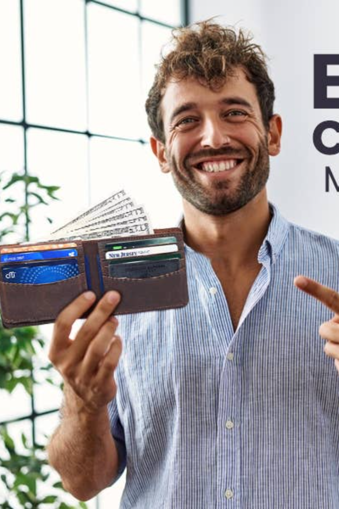 Genuine Leather Wallet for Men with Flap out ID Window