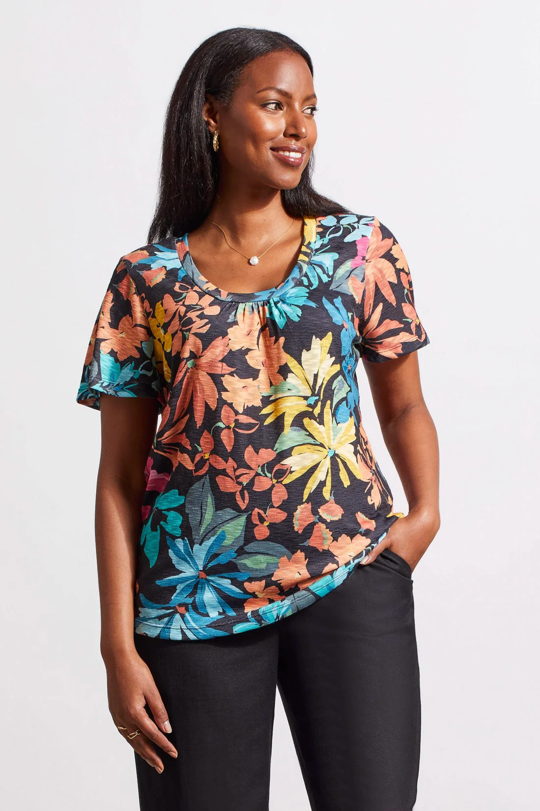 PRINTED U-NECK TOP