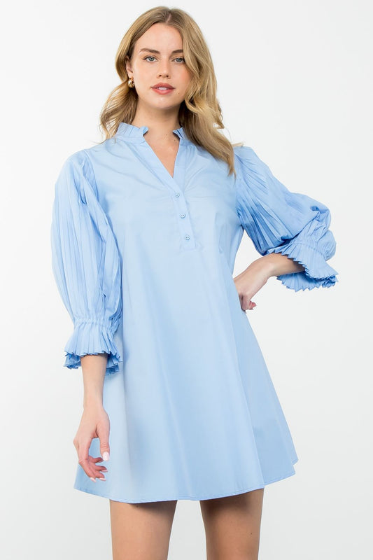 Luna Poplin Pleated Detail Dress