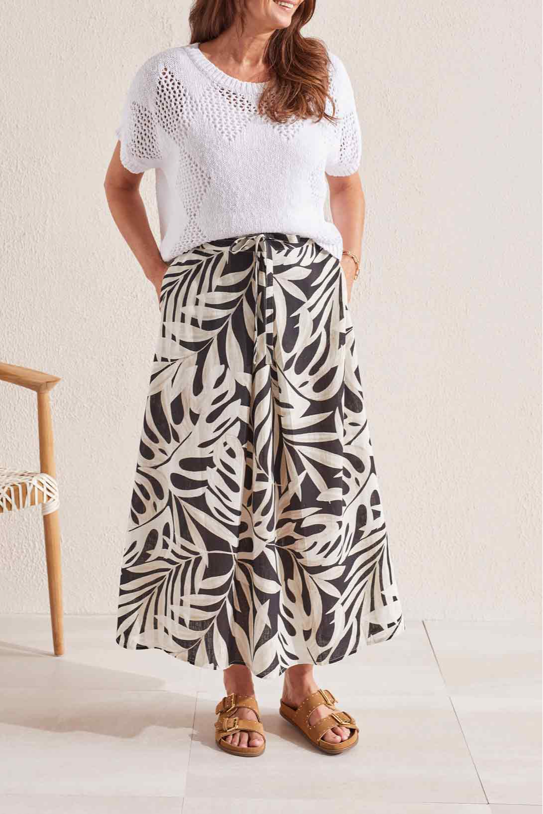 Pull on skirt with front pleat