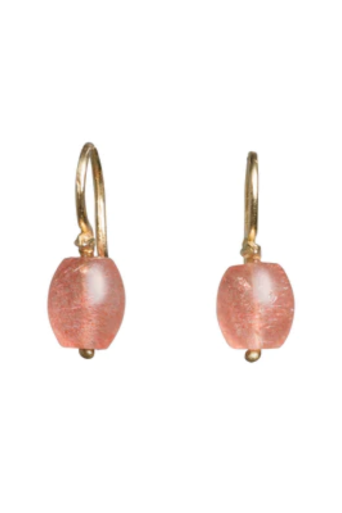 Gabrielle Sanchez Strawberry Quartz Earring 18K  Single Seed Earwire 6x3mm