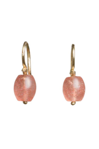 Gabrielle Sanchez Strawberry Quartz Earring 18K  Single Seed Earwire 6x3mm