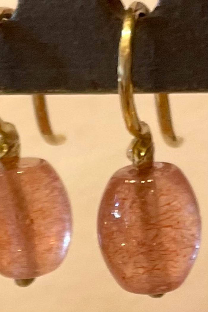 Gabrielle Sanchez Strawberry Quartz Earring 18K  Single Seed Earwire 6x3mm