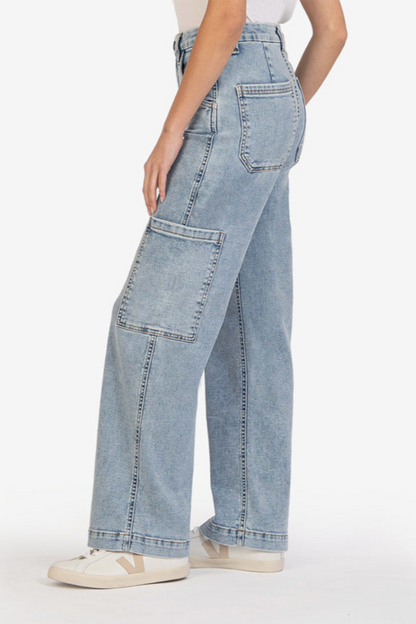 Jodi High Rise Fab Ab Wide Leg Carpenter Jean- Diverted Wash