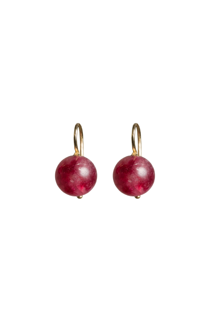 Gabrielle Sanchez - 10mm smooth raspberry tourmaline on 18k single  seed earwire