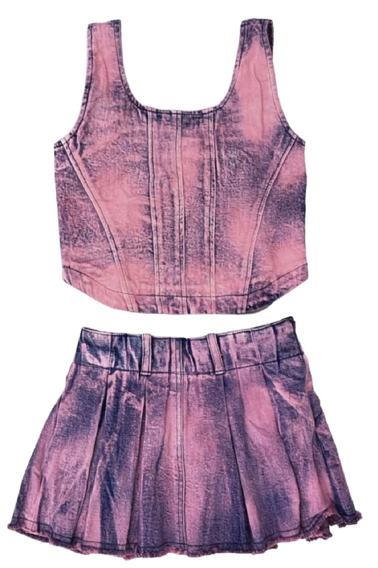 Lavender Dip Dye Denim Skirt