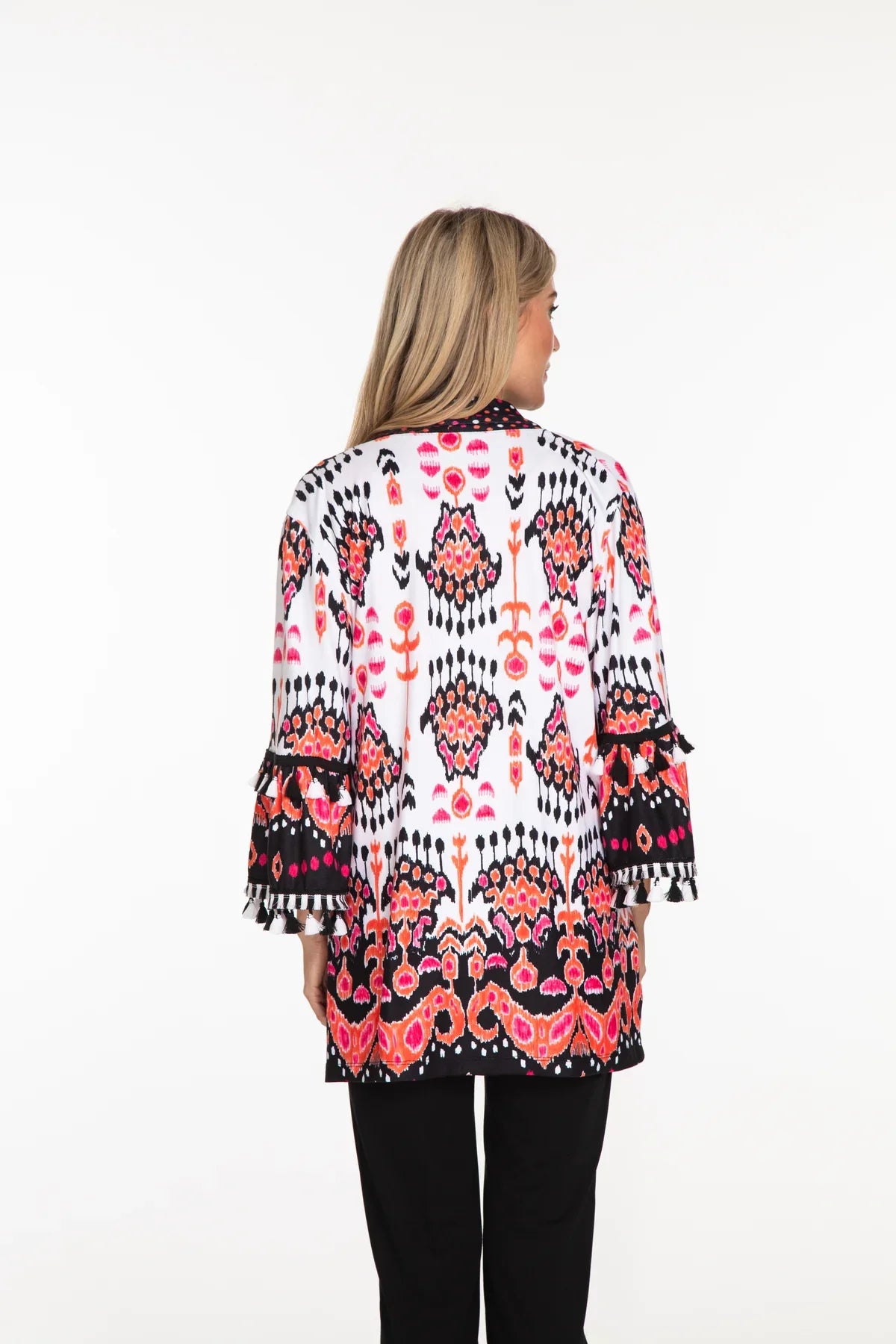 Print Fringe Sleeve Cardigan